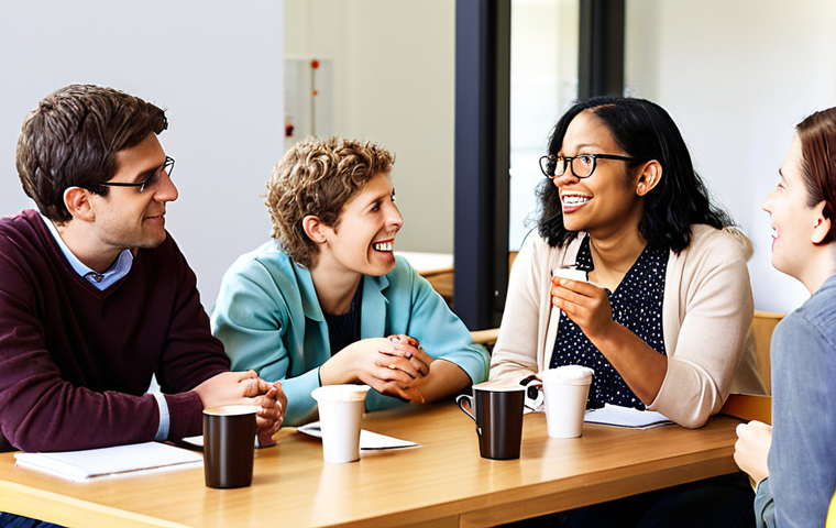 **Image Prompt:** A diverse group of scientists from different fields (neurobiology, economics) enthusiastically discussing ideas over coffee at an interdisciplinary workshop. The scene should be bright, informal, and filled with collaborative energy. Focus on the exchange of thoughts and perspectives.
